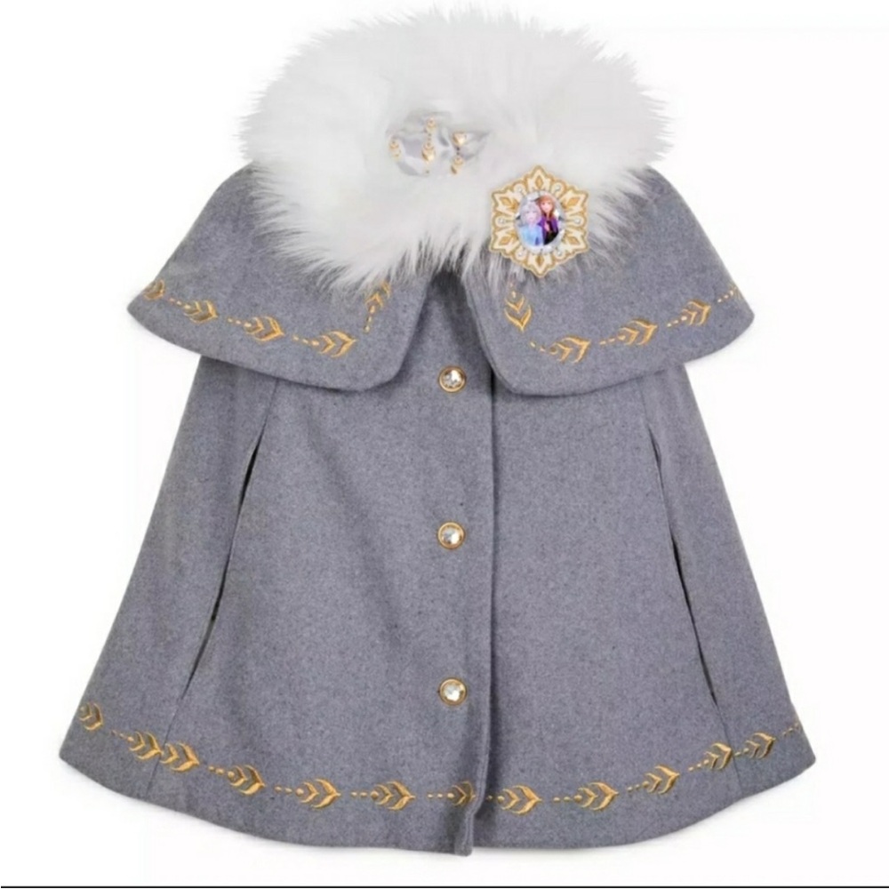 Disney Frozen Elsa Gray Kids Coat with Faux Fur Collar